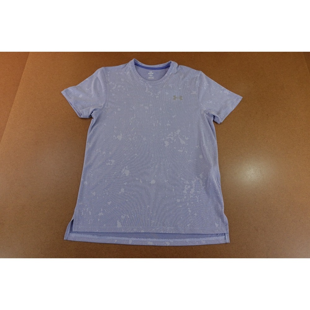 Under Armour Mens Size Small Fitted Blue UA Launch Splatter Short Sleeve Tee NWT